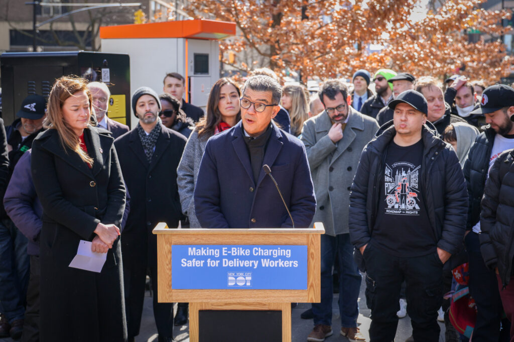 Commisioner Ydanis Rodriguez speaks at press conference. Image Credit - NYC DOT 