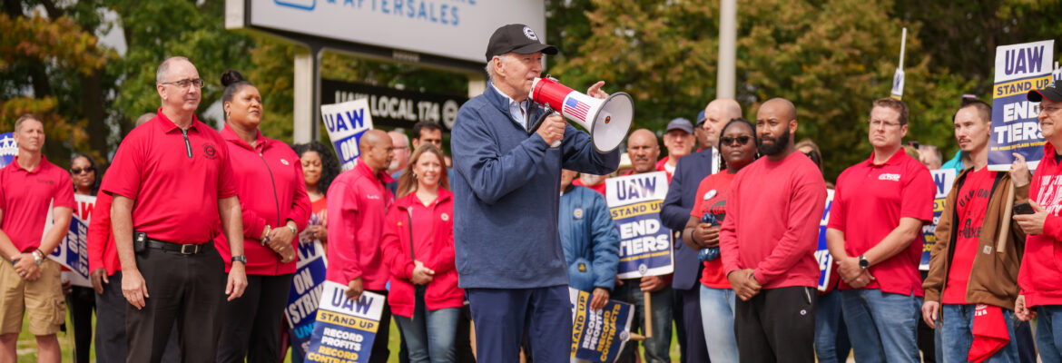 President Biden at UAW picket line. Image Credit - White House