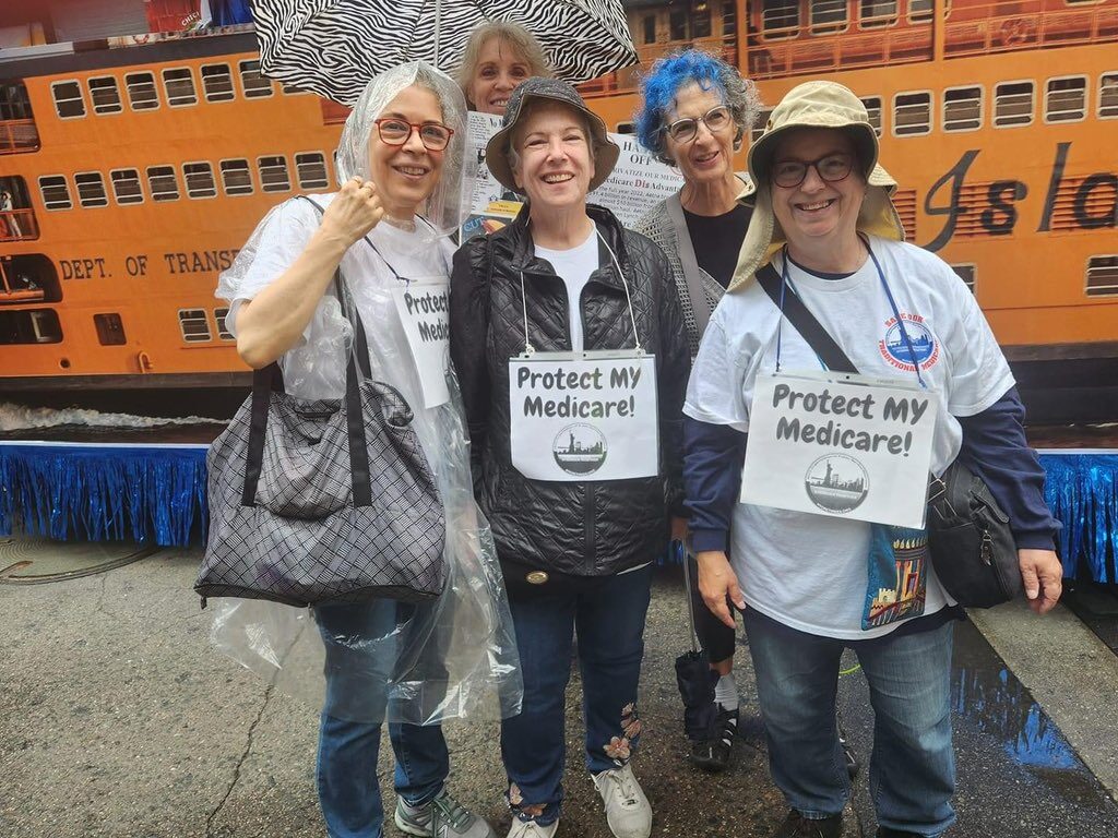 NYC Organization of Public Service Retirees rallies outside City Hall during introduction of a bill that can protect retiree healthcare. Image Credit - NYC Retirees