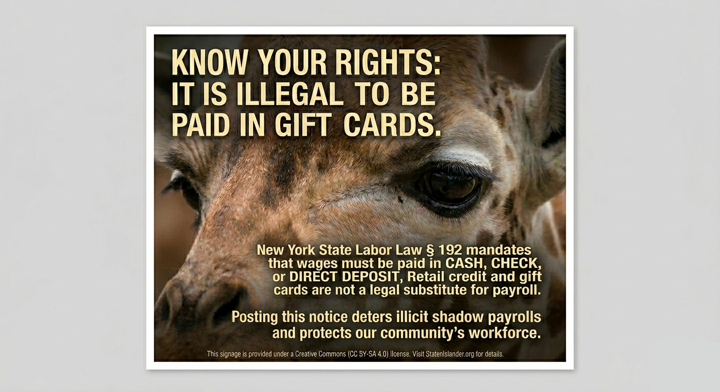 Payment in gift cards is illegal.