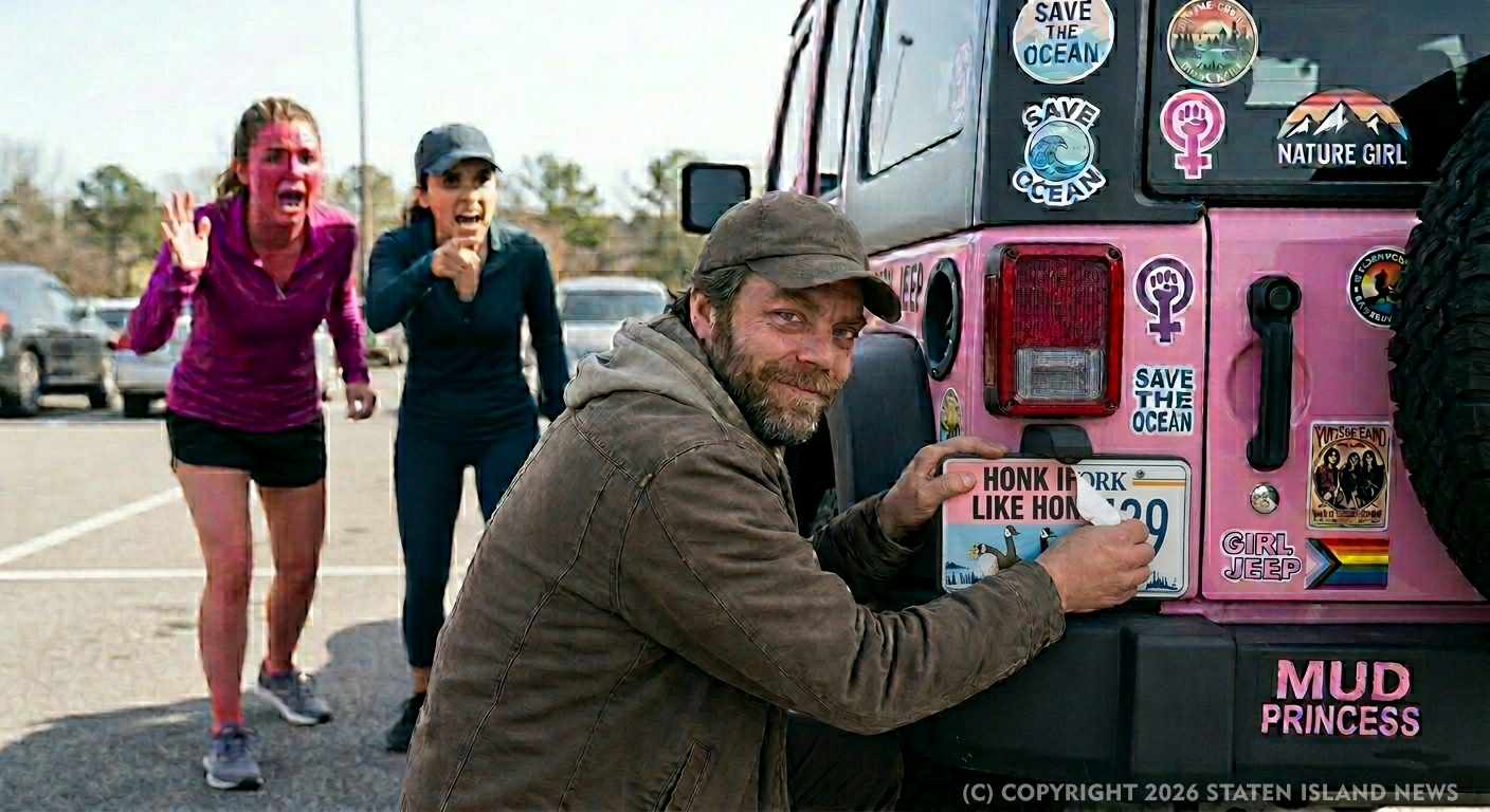 Stalker-Placing-Sticker-Over-Vehicle-License-Plate