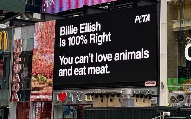PETA’s billboard in Times Square. Image Credit - PETA